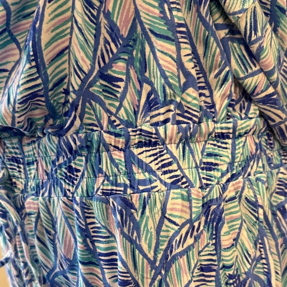 Lilly Pulitzer Paulina Elegant Blue Leaf Pattern Let’s Mango Jumpsuit Size M - Picture 6 of 13